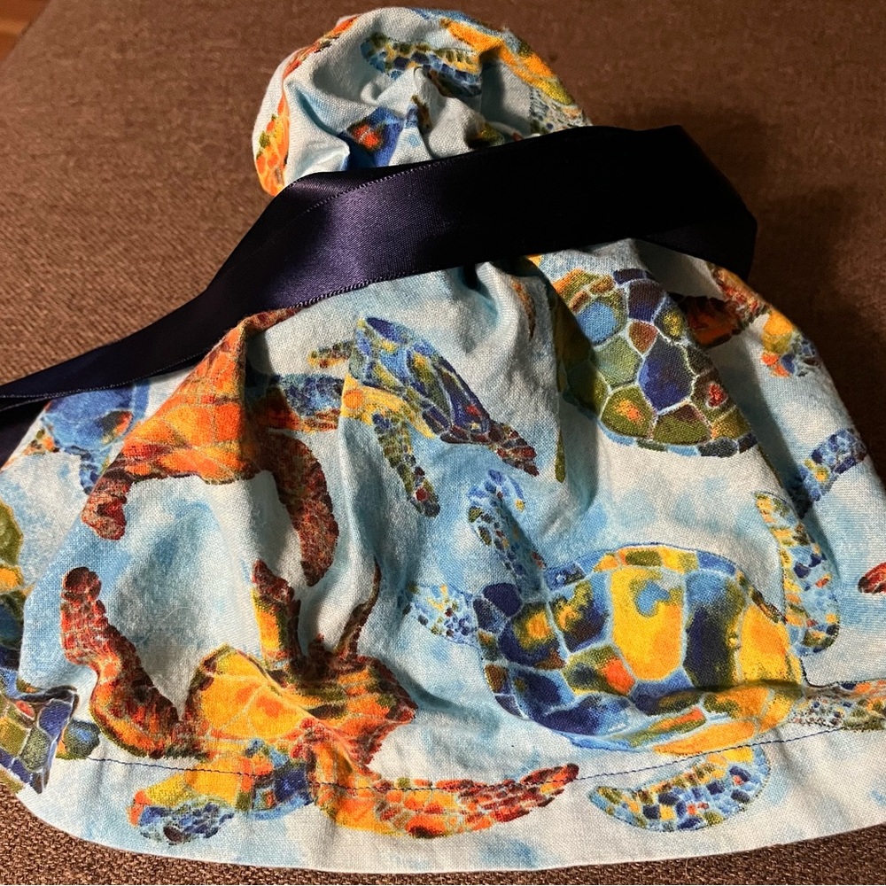 Colorful Sea Turtle Print scrub hat